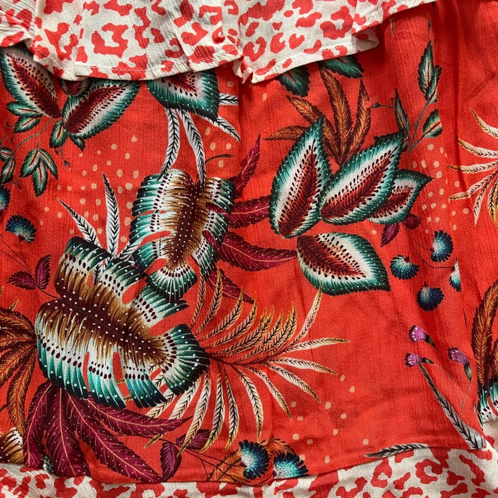 FARM Rio Red A-Line Skirt with Tropical Print - Picture 2 of 10